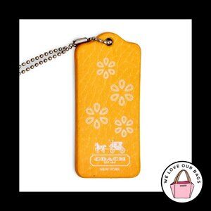 RARE COACH MAGNET Yellow Flower Floral Leather Fob Bag Charm Keychain Hang Tag